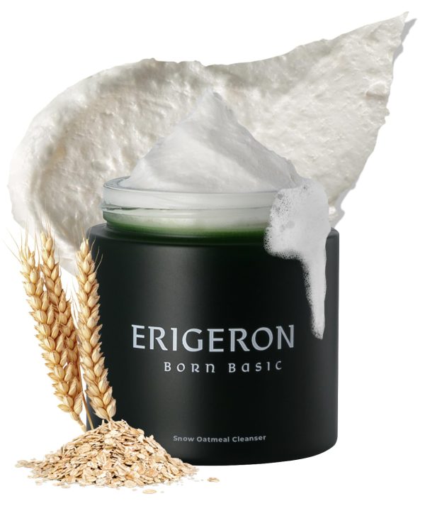 ERIGERON Snow Oatmeal Facial Cleansing Balm Cleanser, Rice Water, Green Tea, Face Scrubber, Blackhead