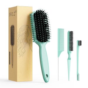 Brush Combing and Shaping Curls in All Hairstyles to Reduce Pulling (Green)
